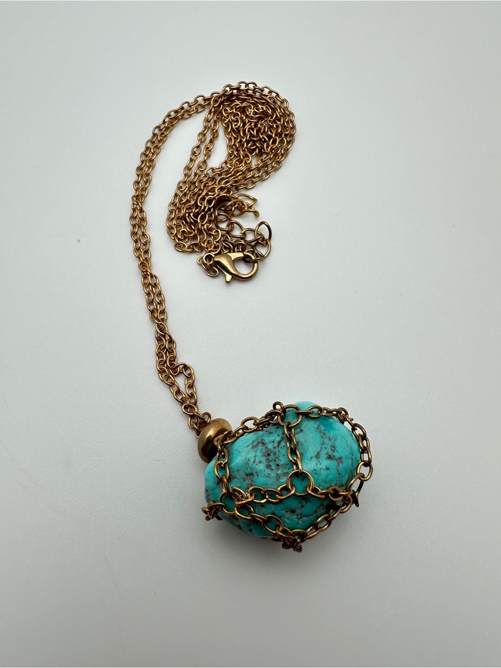 Turquoise Pendant Necklace in Copper Chain - Women Jewelry